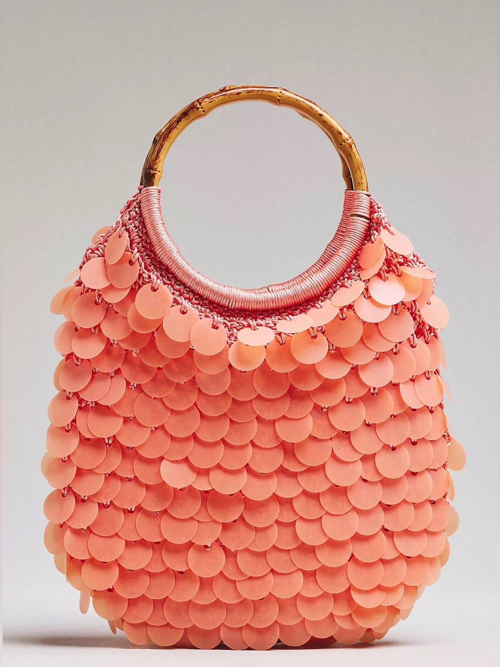 By Anthropologie Sequin Hand Bag Coral